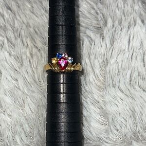 Ring with Pink, Yellow, and Blue Gemstones size 6.5